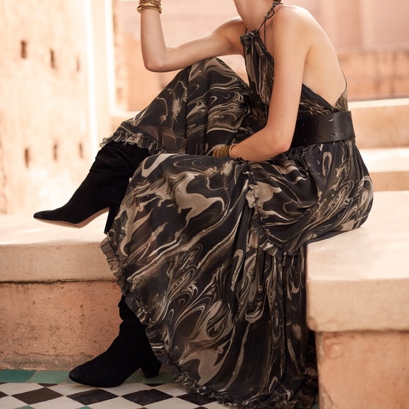 NWT Banana Republic Marble Halter Maxi Dress - sz L - Picture 4 of 9